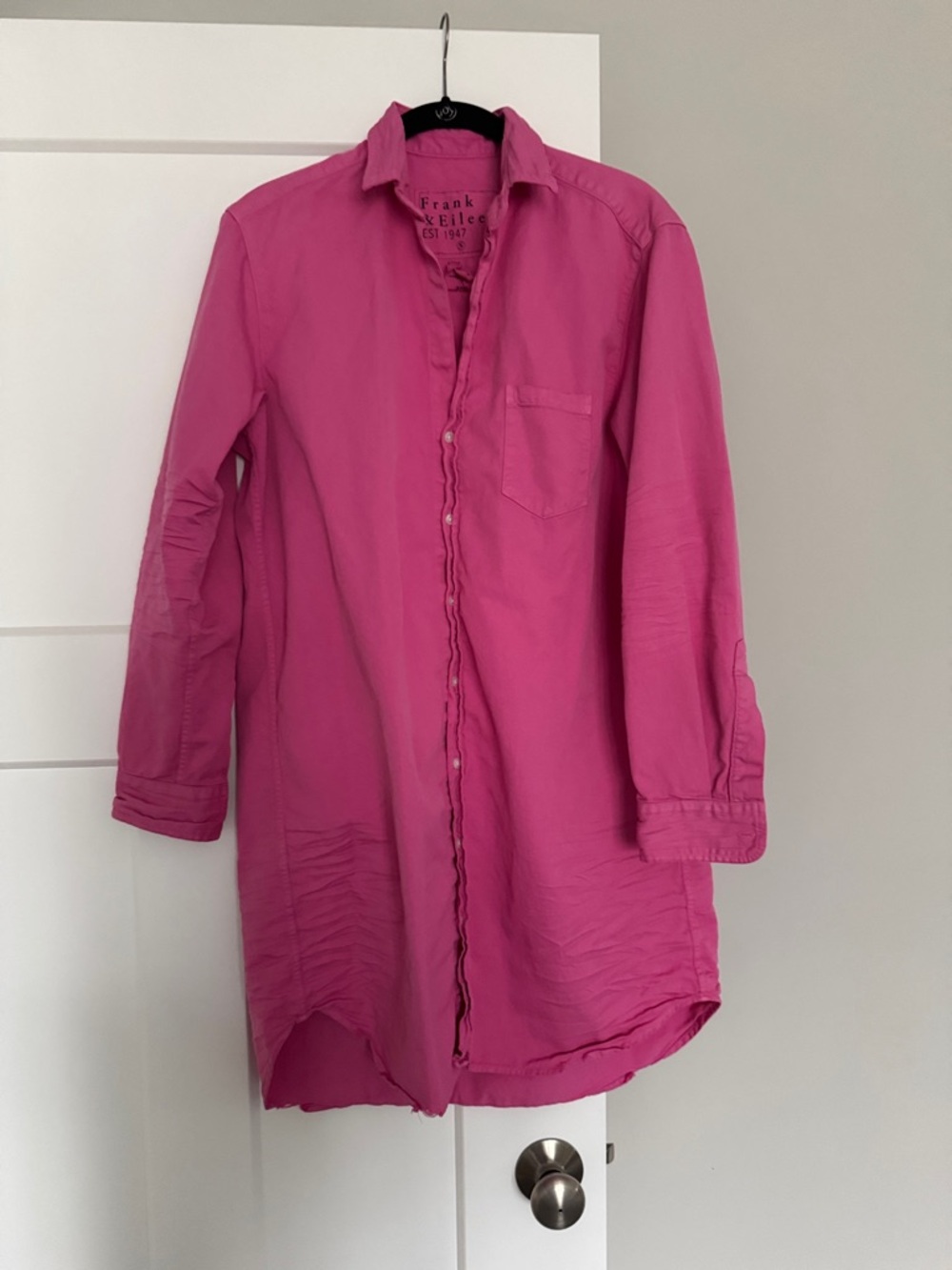 Frank & Eileen Fuchsia Mary Longline Button-Down Shirt Dress